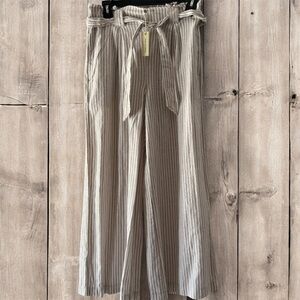 Max Studio Women’s Striped Wide Leg Linen Pants